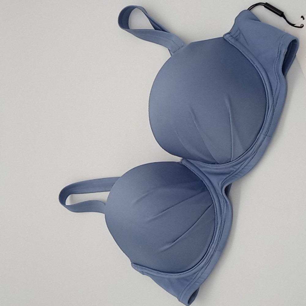 Calvin Klein Shimmer Pleated Underwire Bikini Top Earl Blue L